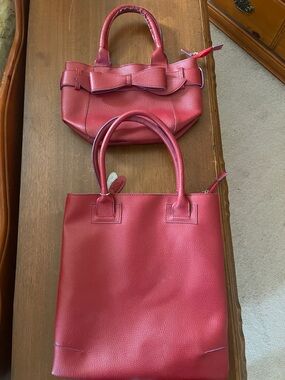 Red Tote and Satchel Set - Women's Handbags